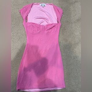 Luvalot pink bodycon dress with cut out in back , pink